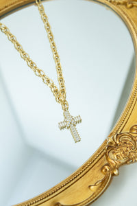 Ines Cross Pave Necklace