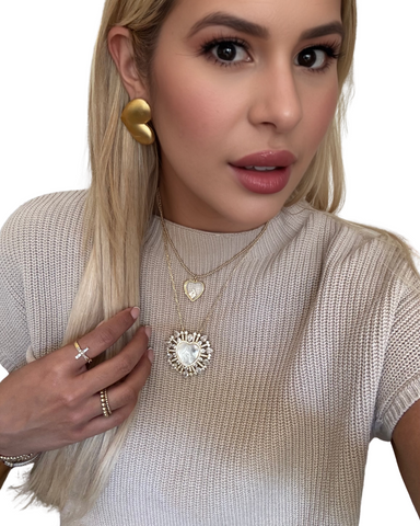 Dania Heart Puff Gold Earrings