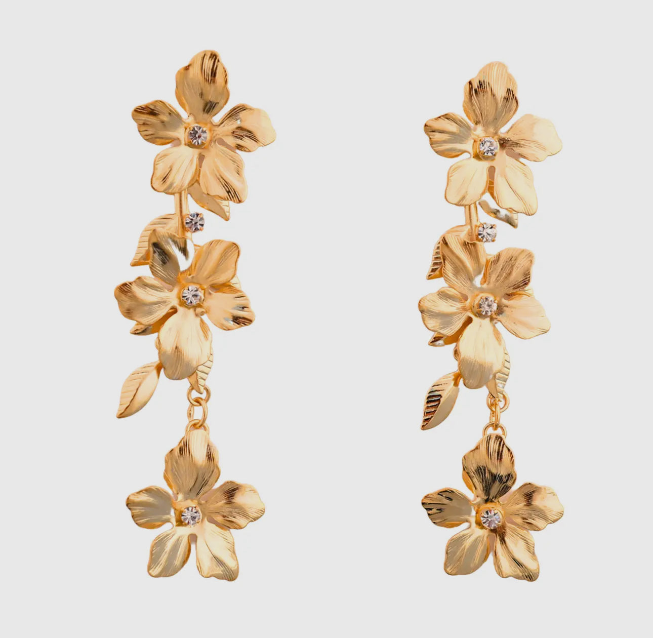 Golden Floral Cascade Earrings