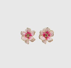 Small Light Pink Statement Flower Earrings