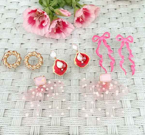 Day to Night Barbie Hot Pink Bow Earrings
