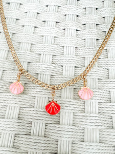 Mermaid Barbie Cuban Link Shell Charm Necklace