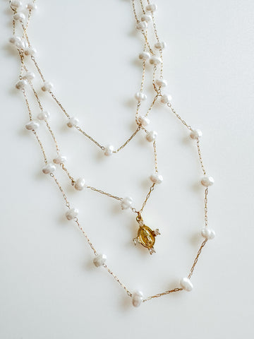 Hannah Dainty Pearl Chain Necklace