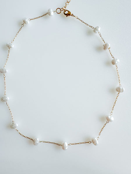 Hannah Dainty Pearl Chain Necklace