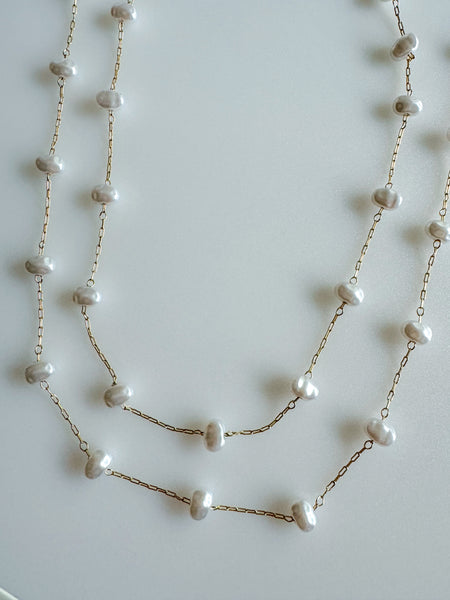 Hannah Dainty Pearl Chain Necklace