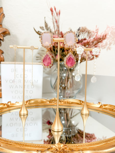 PGC VAULT WHITE LONG FLORAL EARRINGS
