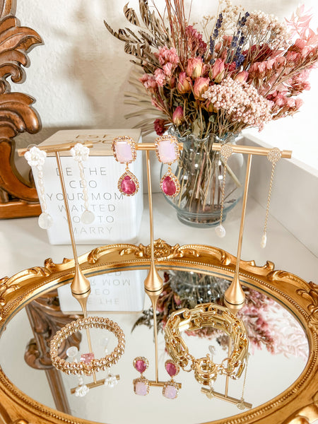 PGC VAULT WHITE LONG FLORAL EARRINGS