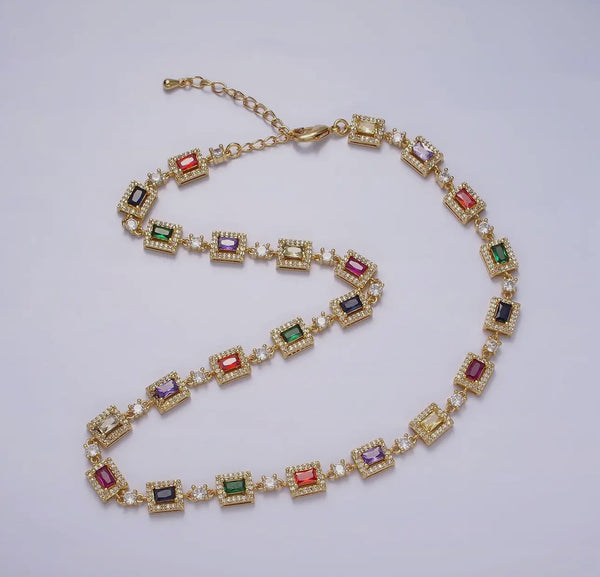 Ginger Gemstone Tennis Necklace