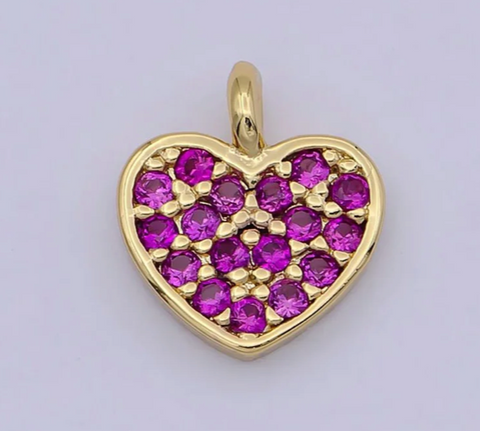 Pippa Pink Pave Heart Charm
