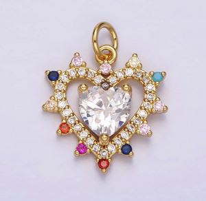 Susana Double Heart Micro Paved Multicolor Charm