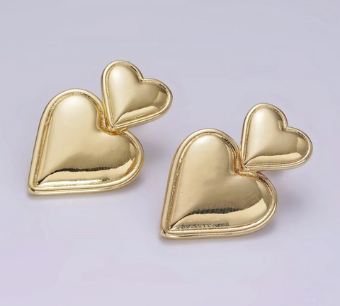 14 Heart Drop Gold Earrings