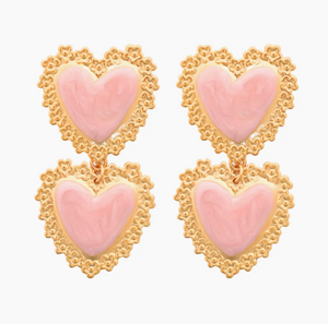 Francesca Double Pink Heart Earrings
