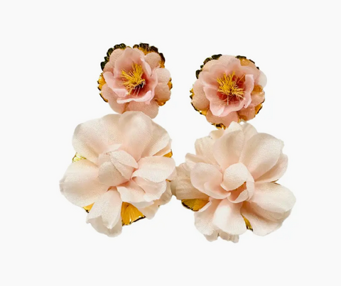 Cressida Romantic Blush Flower Statement Earrings
