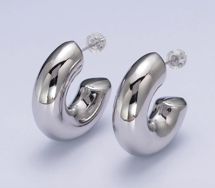 Las Gorda's Chunky Silver Hoops