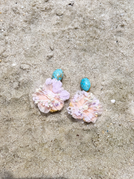 Coral Flower Summer Earrings