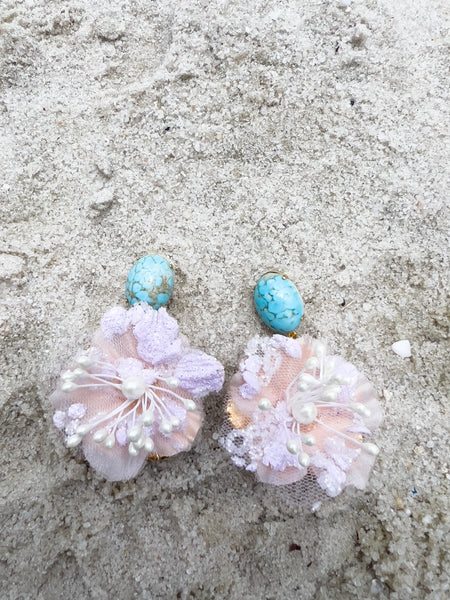 Coral Flower Summer Earrings