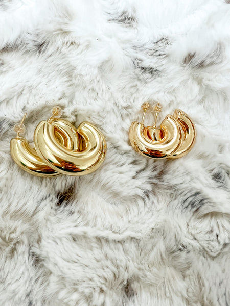 MOTIVATOR Chunky C Shaped Gold Hoops