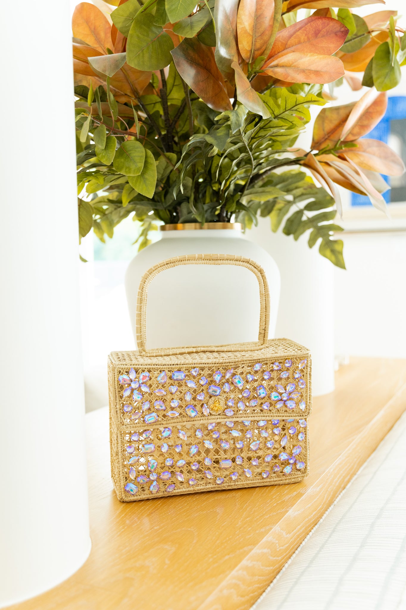 Lavender Color Crystal Handbag