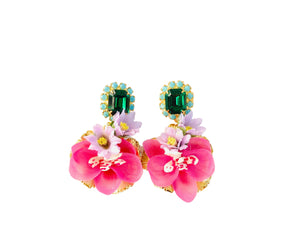 Marvelous Crystal & Orchid Statement Earrings