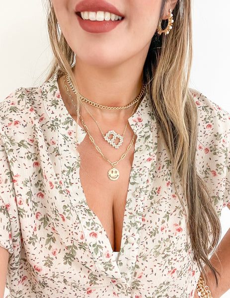 Chiara Smiley Face Paper Clip Necklace