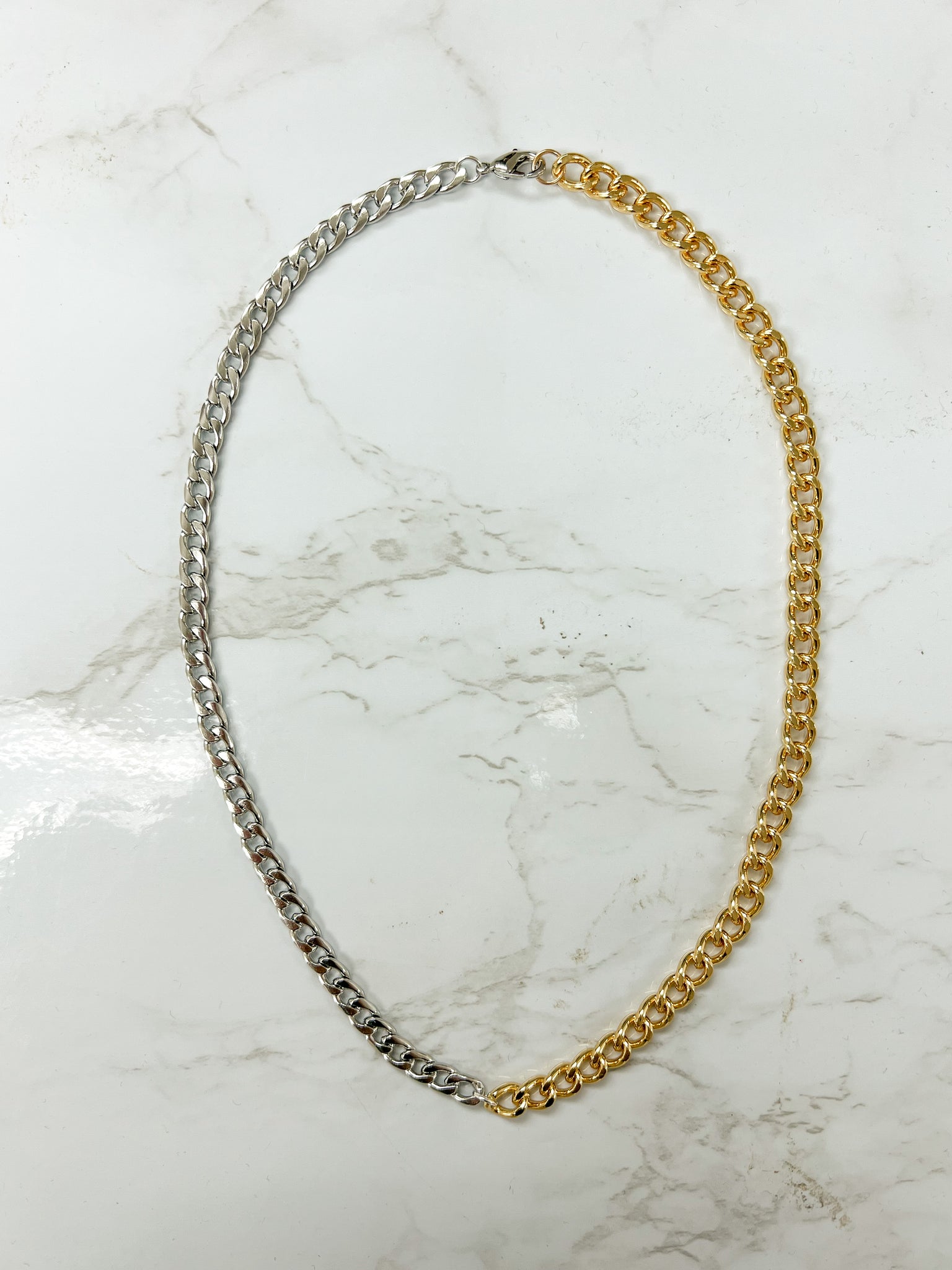HEAR ME ROAR Two Tone Cuban Link Chain Necklace