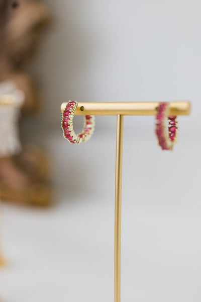 Amaryllis Hot Pink Diamond Hoops