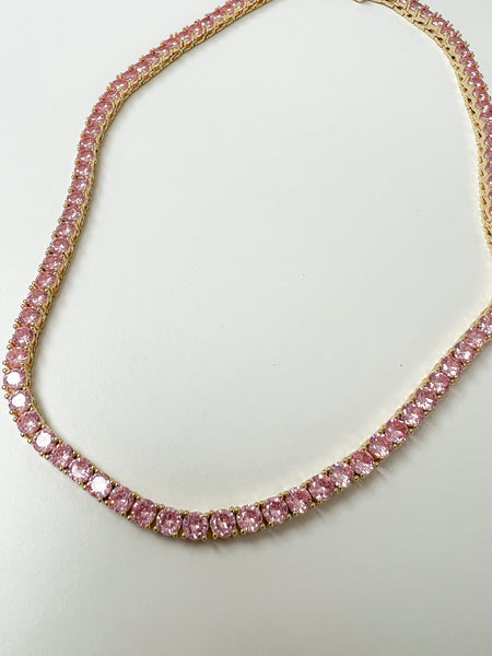 4mm Pink Tennis Necklace