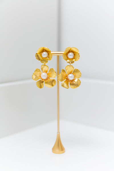Beyoncé Gold Flower Statement Earrings