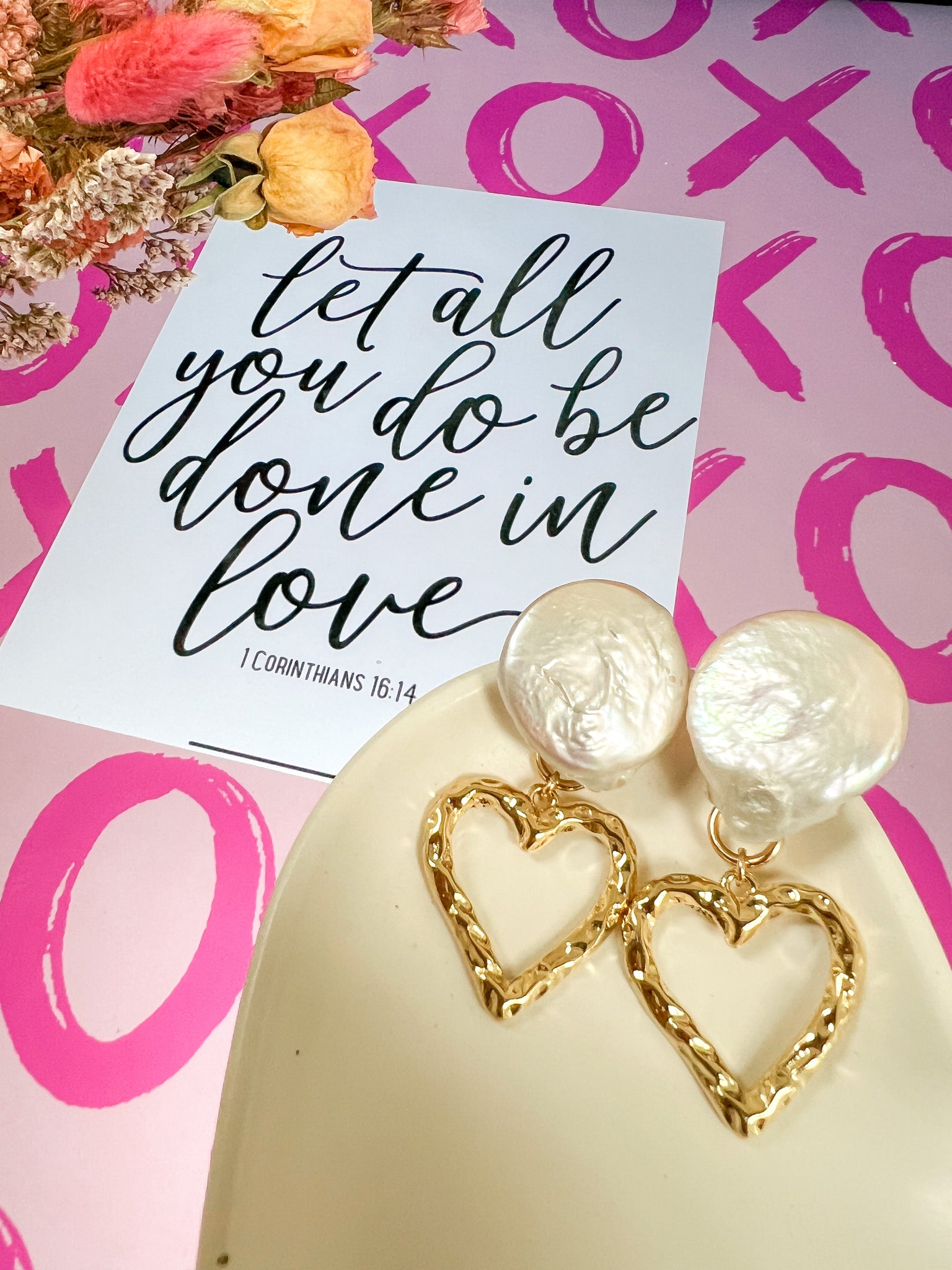 Zuri Heart and Pearl Earrings