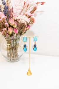 Ines Blue Long Crystal Earrings